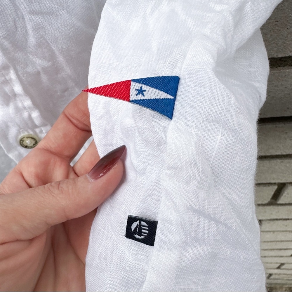Marinepool Cannes Regatta 100% Linen Yacht Club Shirt L White Coastal Preppy - Picture 6 of 12